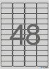 Etikett, 45,7x21,2 mm, poliészter, időjárásálló, kerekített sarkú, APLI, ezüst, 4800 etikett/csomag