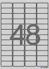 Etikett, 45,7x21,2 mm, poliészter, időjárásálló, kerekített sarkú, APLI, ezüst, 4800 etikett/csomag