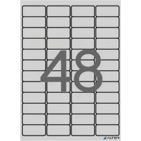   Etikett, 45,7x21,2 mm, poliészter, időjárásálló, kerekített sarkú, APLI, ezüst, 4800 etikett/csomag