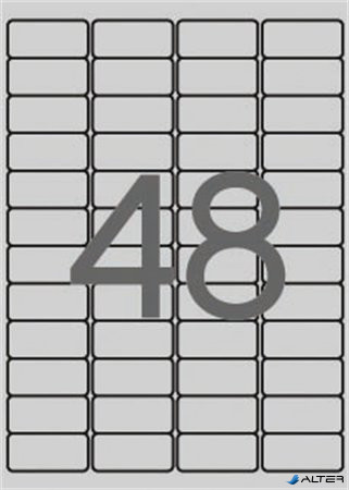 Etikett, 45,7x21,2 mm, poliészter, időjárásálló, kerekített sarkú, APLI, ezüst, 4800 etikett/csomag