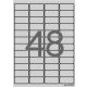 Etikett, 45,7x21,2 mm, poliészter, időjárásálló, kerekített sarkú, APLI, ezüst, 4800 etikett/csomag
