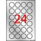 Etikett, 40 mm kör, poliészter, időjárásálló, APLI, ezüst, 480 etikett/csomag
