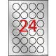 Etikett, 40 mm kör, poliészter, időjárásálló, APLI, ezüst, 480 etikett/csomag