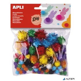   Pom-pom, csillogó, APLI "Creative", vegyes színek