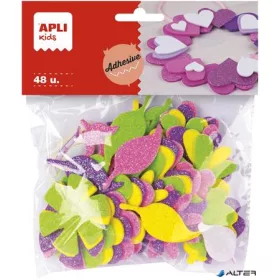   Moosgumi, öntapadó, glitteres, virágok, APLI Kids 'Eva Sheets', vegyes színek