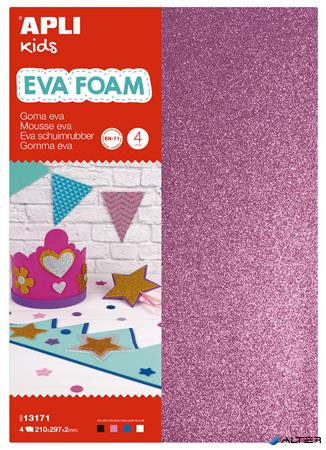 Moosgumi, 210x297 mm, A4, glitteres, APLI Kids "Eva Sheets", vegyes színek