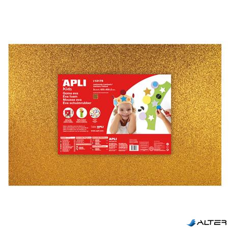 Moosgumi, 400x600 mm, glitteres, APLI Kids "Eva Sheets", arany