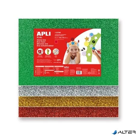 Moosgumi, 400x600 mm, glitteres, APLI Kids "Eva Sheets", ezüst