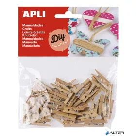 Csipesz, fa, 25x3 mm, APLI "Creative", natúr