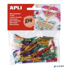 Csipesz, fa, 25x3 mm, APLI "Creative", színes