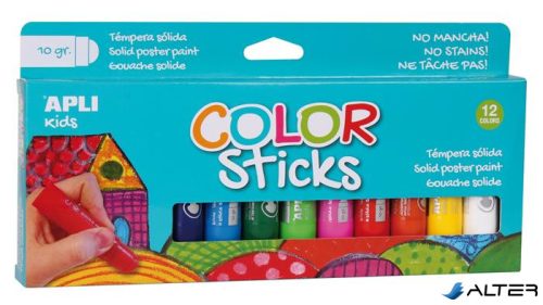 Tempera kréta készlet, APLI Kids "Color Sticks", 12 különböző szín