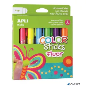   Tempera kréta készlet, APLI Kids "Color Sticks Fluor", 6 fluoreszkáló szín