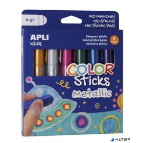   Tempera kréta készlet, APLI Kids "Color Sticks Metallic", 6 különböző metál szín