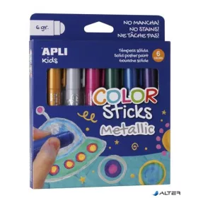   Tempera kréta készlet, APLI Kids "Color Sticks Metallic", 6 különböző metál szín