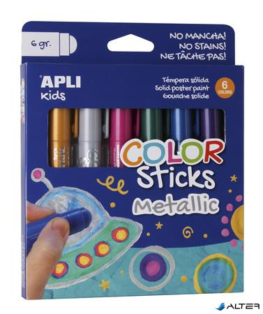 Tempera kréta készlet, APLI Kids 'Color Sticks Metallic', 6 különböző metál szín