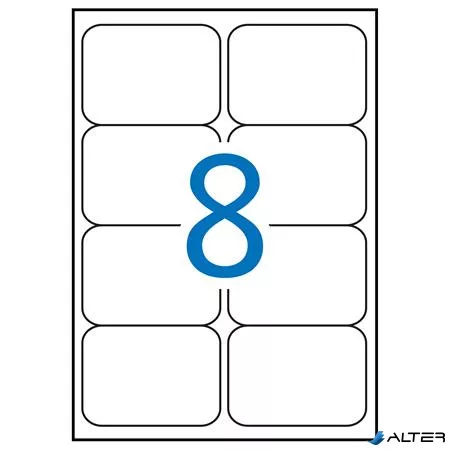 Etikett, 99,1x67,7 mm, poliészter, időjárásálló, kerekített sarkú, fehér, APLI, 160 etikett/csomag