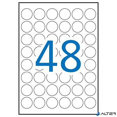 Etikett, 30 mm kör, poliészter, időjárásálló, fehér, APLI, 960 etikett/csomag