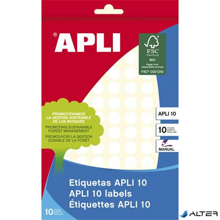 Etikett, 10 mm kör, kézzel írható, APLI, 1260 etikett/csomag