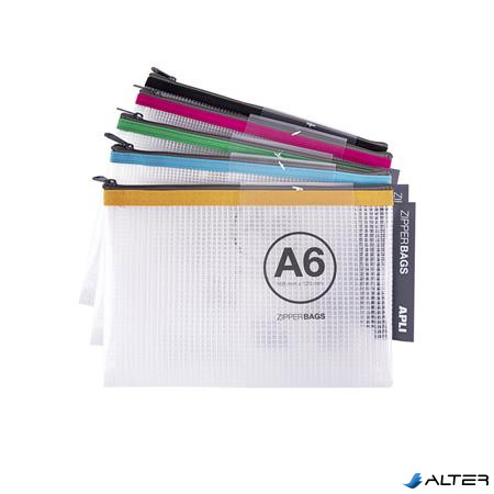 Rendszerező tasak, cipzáras, A6, APLI, vegyes színek