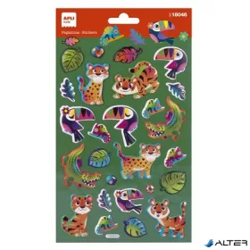   Matrica, fémes hatású, APLI Kids "Stickers", dzsungel