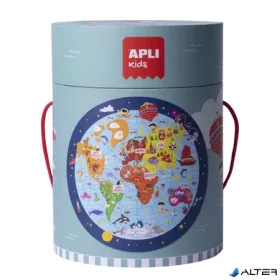  Puzzle, kör alakú, 48 darabos, APLI Kids "Circular Puzzle", világtérkép