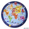 Puzzle, kör alakú, 48 darabos, APLI Kids 'Circular Puzzle', világtérkép