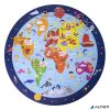Puzzle, kör alakú, 48 darabos, APLI Kids "Circular Puzzle", világtérkép