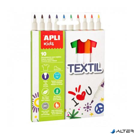 Textilfilc, 2,9 mm, APLI Kids "Markers Textil", 10 különböző szín