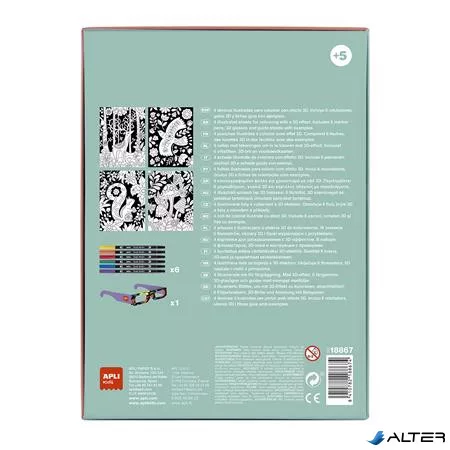 3D hatású színező szett, APLI Kids "Coloring 3D", 11 részes