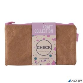   Rendszerező tasak, cipzáras, bőrhatású textúra, műanyag, DL, APLI 'Kraft', vegyes színű cipzár