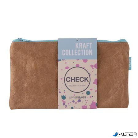 Rendszerező tasak, cipzáras, bőrhatású textúra, műanyag, DL, APLI 'Kraft', vegyes színű cipzár