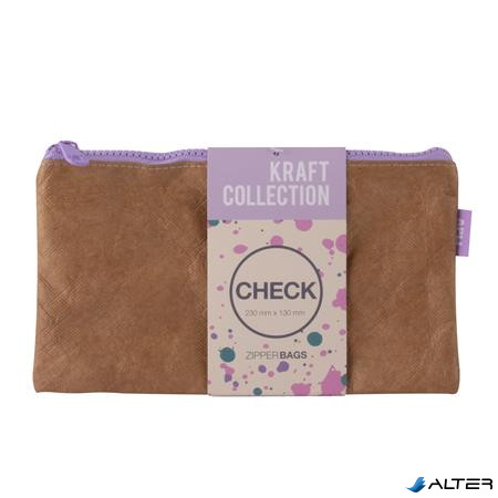 Rendszerező tasak, cipzáras, bőrhatású textúra, műanyag, DL, APLI 'Kraft', vegyes színű cipzár