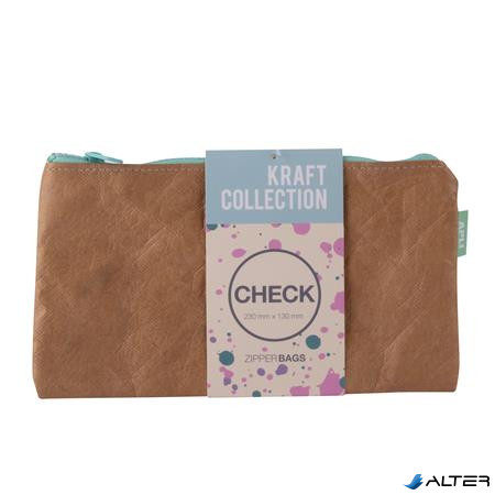 Rendszerező tasak, cipzáras, bőrhatású textúra, műanyag, DL, APLI 'Kraft', vegyes színű cipzár