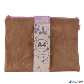   Rendszerező tasak, cipzáras, bőrhatású textúra, műanyag, A4, APLI 'Kraft', vegyes színű cipzár