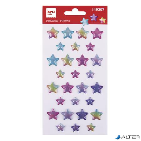 Matrica, domború, APLI Kids "Stickers", tündöklő csillagok