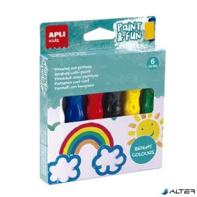   Tempera készlet, ecsetvégű tubusban, APLI Kids "Paint&Fun", 6 különböző szín
