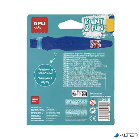 Tempera készlet, ecsetvégű tubusban, APLI Kids "Paint&Fun", 6 különböző szín