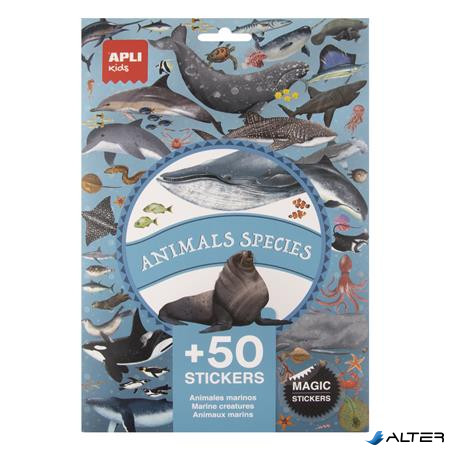 Matrica, újra felhasználható, 50 db, APLI Kids "Stickers", tengeri állatok