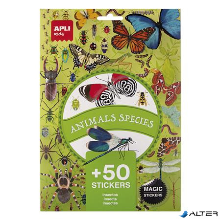 Matrica, újra felhasználható, 50 db, APLI Kids "Stickers", rovarok