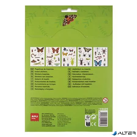 Matrica, újra felhasználható, 50 db, APLI Kids "Stickers", rovarok