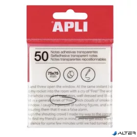   Öntapadó jegyzettömb, átlátszó, vízálló, 75x75 mm, 50 lap, APLI, víztiszta