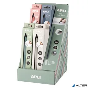   Töltőceruza display, HB, hatszögletű, csereheggyel, APLI 'Infinite', vegyes színek