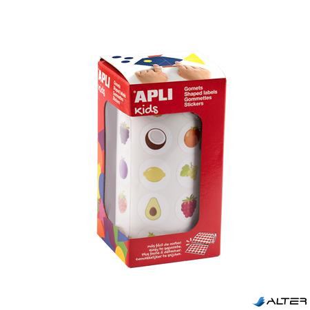 Fejlesztő matricák, 20mm, gyümölcs, APLI Kids 'Stickers', vegyes minták, 900 etikett/tekercs