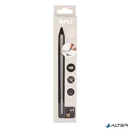 Töltőceruza, HB, hatszögletű, csereheggyel, APLI 'Infinite', ezüst