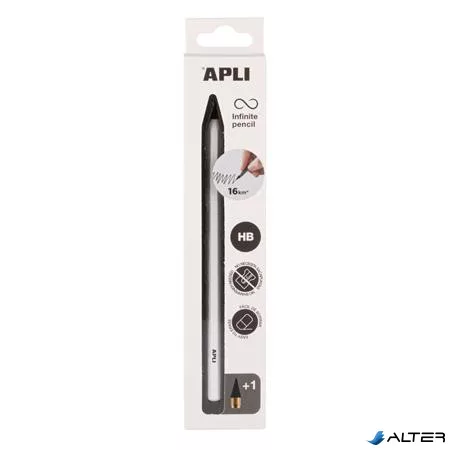 Töltőceruza, HB, hatszögletű, csereheggyel, APLI 'Infinite', fehér