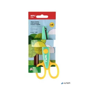   Olló, kreatív, hullám, APLI Kids "Toothed", zöld-sárga