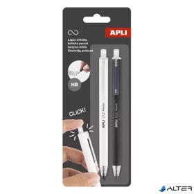   Töltőceruza, HB, nyomógombos, APLI 'Infinite Click', fehér és fekete