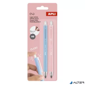   Töltőceruza, HB, nyomógombos, APLI 'Infinite Click', kék és rózsaszín