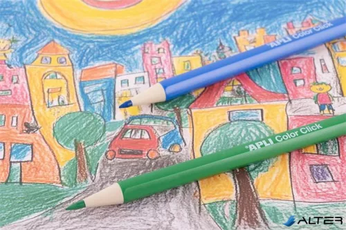 Színes töltőceruza készlet, ceruzatartóban, display, APLI 'Color Click', 12 szín