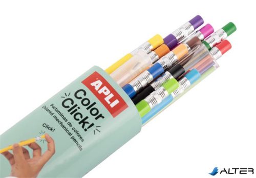 Színes töltőceruza készlet, ceruzatartóban, APLI "Color Click", 12 különböző szín